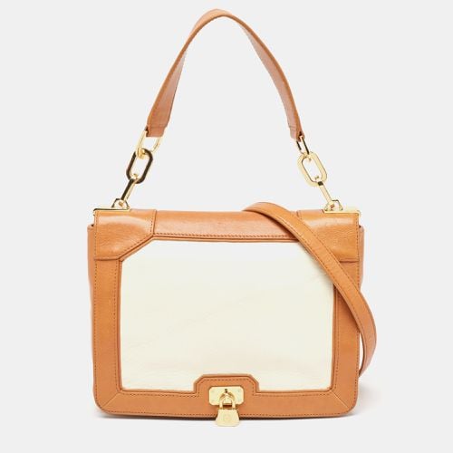 Tory Burch Tan/Off White Leather Lock Flap Shoulder Bag - Tory Burch - Modalova