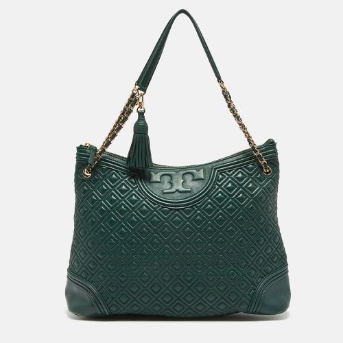 Tory Burch Green Leather Fleming Top Zip Shoulder Bag - Tory Burch - Modalova