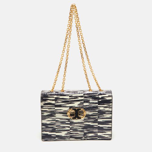 Tory Burch Navy Blue/White Python Embossed Leather Gemini Link Shoulder Bag - Tory Burch - Modalova