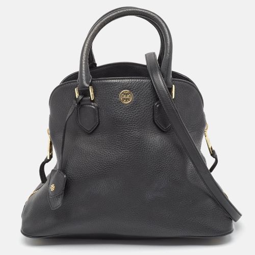 Tory Burch Black Pebbled Leather Side Zip Satchel - Tory Burch - Modalova