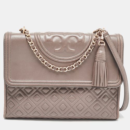 Tory Burch Grey Quilted Leather Fleming Shoulder Bag - Tory Burch - Modalova