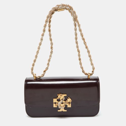 Tory Burch Burgundy Glossy Leather Eleanor Dragon Rectangular Shoulder Bag - Tory Burch - Modalova