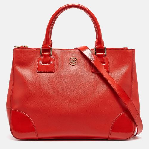 Tory Burch Orange Patent and Leather Large Robinson Double Zip Tote - Tory Burch - Modalova