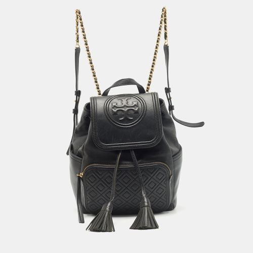 Tory Burch Black Quilted Leather Fleming Drawstring Backpack - Tory Burch - Modalova