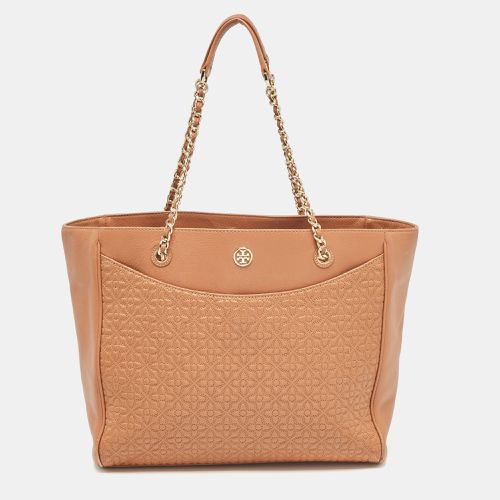 Tory Burch Brown Embossed Leather Bryant East West Tote - Tory Burch - Modalova