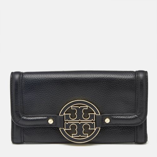 Tory Burch Black Leather Amanda Flap Continental Wallet - Tory Burch - Modalova