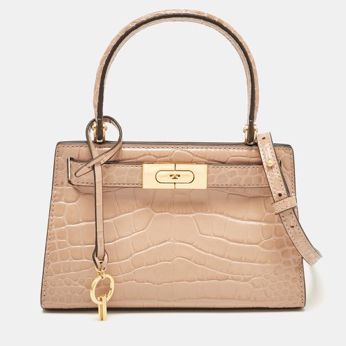 Tory Burch Beige Croc Embossed Leather Petite Lee Radziwill Top Handle Bag - Tory Burch - Modalova