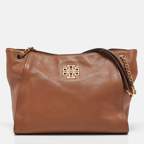 Tory Burch Brown Leather Small Britten Slouchy Tote - Tory Burch - Modalova