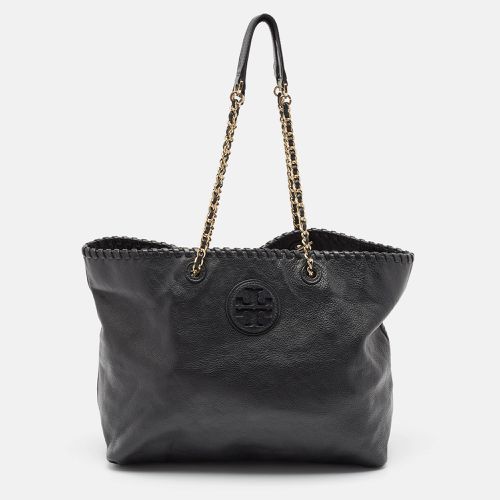 Tory Burch Black Leather Whipstitch Marion Tote - Tory Burch - Modalova