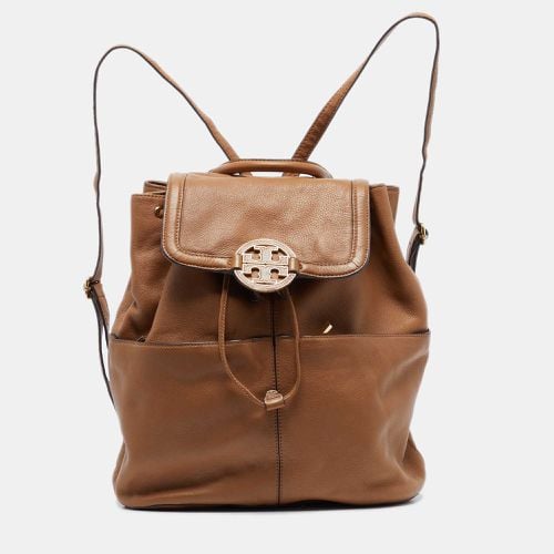 Tory Burch Brown Leather Drawstring Flap Backpack - Tory Burch - Modalova