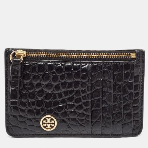 Croc Embossed Leather Walker Zip Card Holder - Tory Burch - Modalova