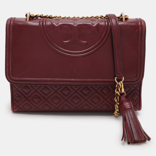 Tory Burch Burgundy Quilted Leather Fleming Shoulder Bag - Tory Burch - Modalova