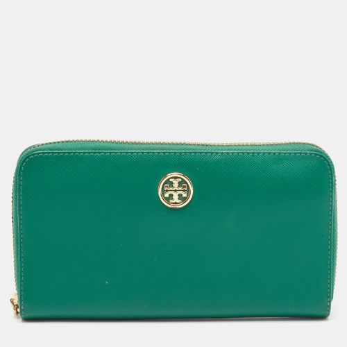 Tory Burch Green Leather Robinson Zip Around Wallet - Tory Burch - Modalova