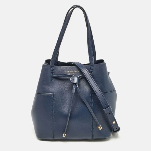 Tory Burch Navy Blue Leather Mini Block-T Bucket Bag - Tory Burch - Modalova