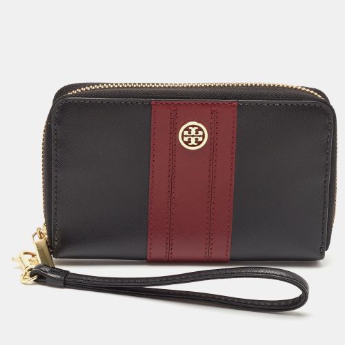 Tory Burch Black/Red Leather Robinson Wristlet Wallet - Tory Burch - Modalova