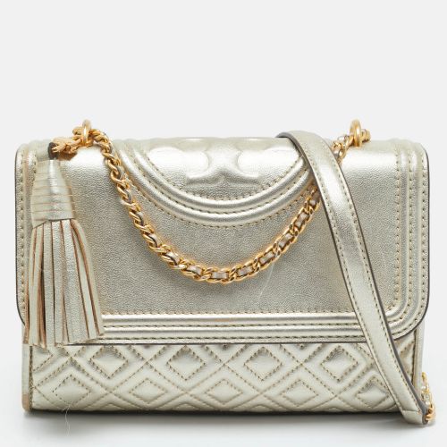 Tory Burch Pale Gold Leather Small Fleming Shoulder Bag - Tory Burch - Modalova