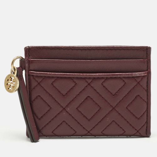 Tory Burch Burgundy Quilted Leather Fleming Card Holder - Tory Burch - Modalova