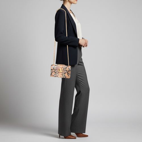Gemini Python Embossed Leather Shoulder Bag - Tory Burch - Modalova
