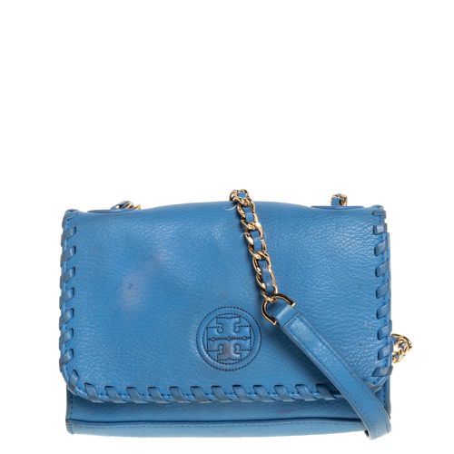 Tory Burch Blue Leather Mini Marion Shrunken Shoulder Bag - Tory Burch - Modalova