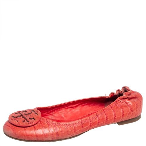 Tory Burch Orange Croc Embossed Leather Minnie Travel Ballet Flats Size 36 - Tory Burch - Modalova