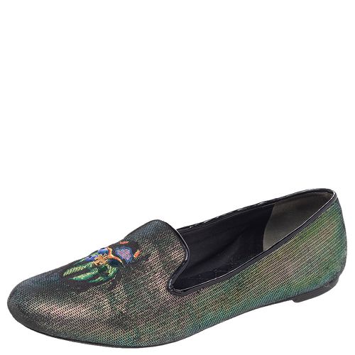 Tory Burch Multicolor Iridescent Leather Beetle Embroidered Smoking Slippers Size 38.5 - Tory Burch - Modalova