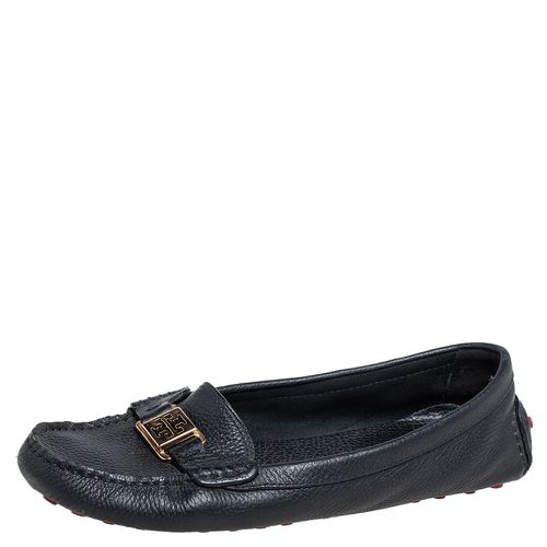 Tory Burch Navy Blue Grained Leather Driving Loafers Size 40 - Tory Burch - Modalova