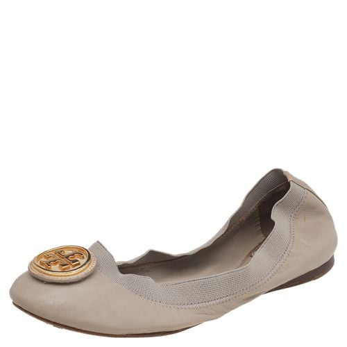 Tory Burch Grey Leather Carolina Scrunch Ballet Flats Size 37 - Tory Burch - Modalova