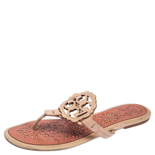 Tory Burch Pink Leather Mini Miller Thong Flat Sandals Size 41 - Tory Burch - Modalova