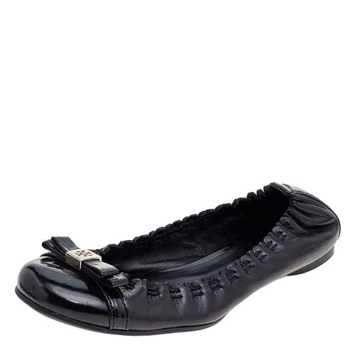 Tory Burch Black Leather Cap Toe Scrunch Ballet Flats Size 36 - Tory Burch - Modalova