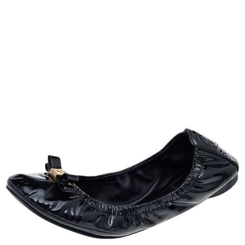 Tory Burch Black Patent Leather Scrunch Ballet Flats Size 37 - Tory Burch - Modalova