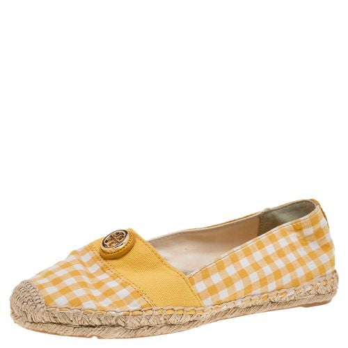 Tory Burch Yellow/White Gingham Fabric And Canvas Espadrille Flats Size 37.5 - Tory Burch - Modalova