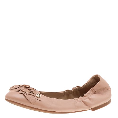 Tory Burch Beige Leather Flower Scrunch Ballet Flats Size 38 - Tory Burch - Modalova