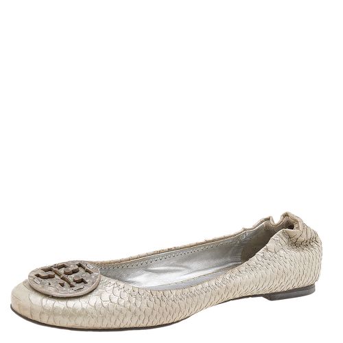 Tory Burch Silver Python Embossed Leather Reva Ballet Flats Size 38.5 - Tory Burch - Modalova