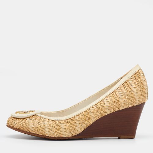 Tory Burch Beige Raffia And Leather Sally Wedge Pumps Size 36.5 - Tory Burch - Modalova