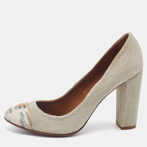 Tory Burch Beige Canvas Block Heel Pumps Size 37.5 - Tory Burch - Modalova