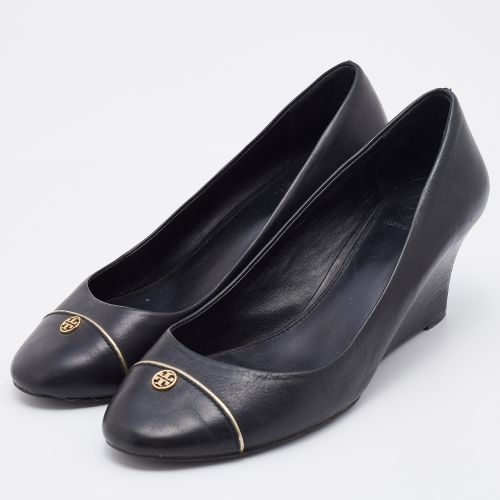 Leather Cap Toe Wedge Pumps Size 40 - Tory Burch - Modalova