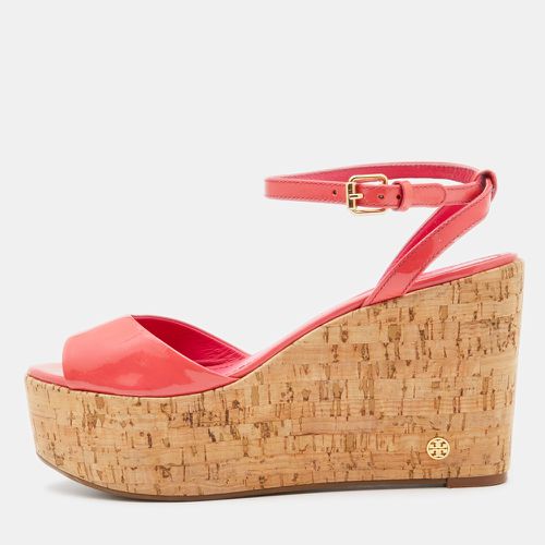 Tory Burch Pink Patent Leather Dahlia Cork Platform Wedge Sandals Size 38.5 - Tory Burch - Modalova