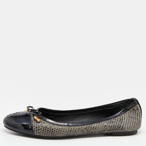 Tory Burch Grey/Black Python Embossed Leather and Patent Leather Ballet Flats Size 38.5 - Tory Burch - Modalova