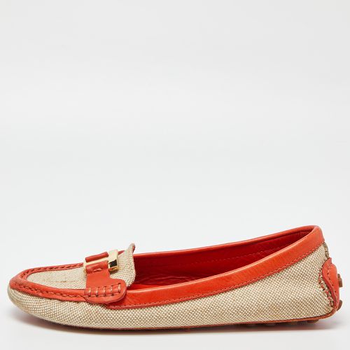 Tory Burch Beige/Orange Canvas and Leather Casey Loafers Size 37.5 - Tory Burch - Modalova