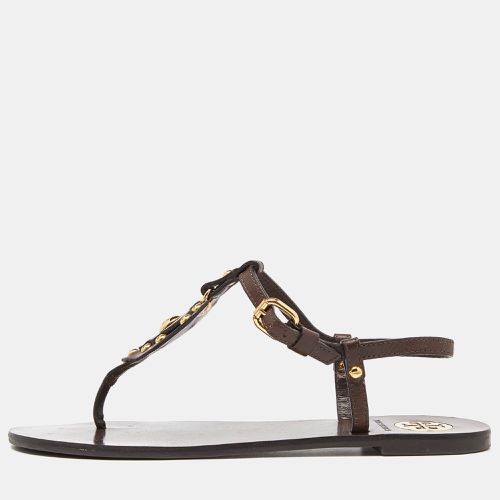 Tory Burch Brown Studded Leather T Strap Thong Flat Sandals Size 38.5 - Tory Burch - Modalova