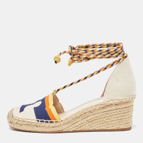 Tory Burch Multicolor Canvas and Nubuck Laguna Espadrille Wedge Sandals 35.5 - Tory Burch - Modalova