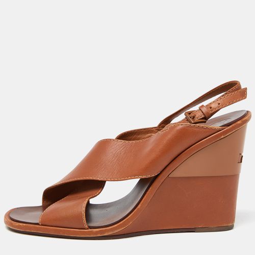 Tory Burch Brown Leather Wedge Slingback Sandals Size 39.5 - Tory Burch - Modalova