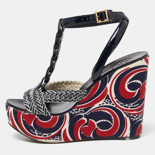 Tory Burch Navy Blue Braided Leather Platform Wedge Sandals Size 41 - Tory Burch - Modalova