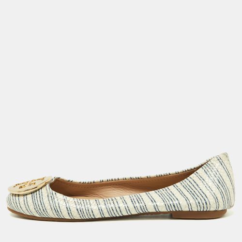 Tory Burch White/Blue Stripe Snakeskin Embossed Leather Ballet Flats Size 36 - Tory Burch - Modalova