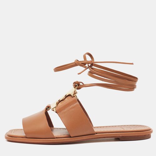 Tory Burch Brown Leather Gemini Link Flat Sandals Size 37.5 - Tory Burch - Modalova