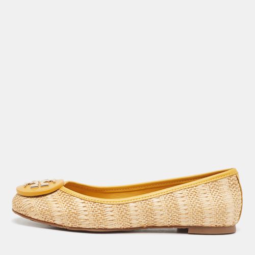 Tory Burch Beige/Yellow Raffia and Leather Reva Ballet Flats Size 35.5 - Tory Burch - Modalova