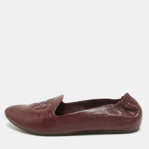 Tory Burch Burgundy Leather Scrunch Reva Ballet Flats Size 38 - Tory Burch - Modalova