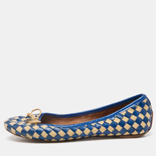 Tory Burch Blue/Beige Patent Leather and Woven Fabric Ballet Flats Size 37.5 - Tory Burch - Modalova