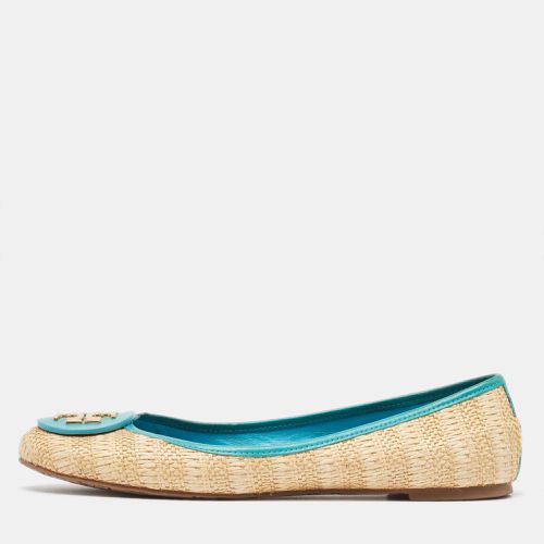 Tory Burch Beige/Blue Raffia and Leather Ballet Flats Size 41.5 - Tory Burch - Modalova