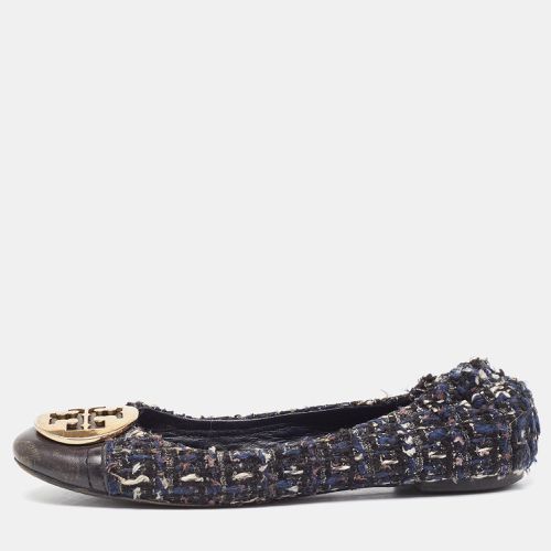 Tory Burch Navy Blue Leather And Tweed Cap Toe Ballet Flats Size 37.5 - Tory Burch - Modalova